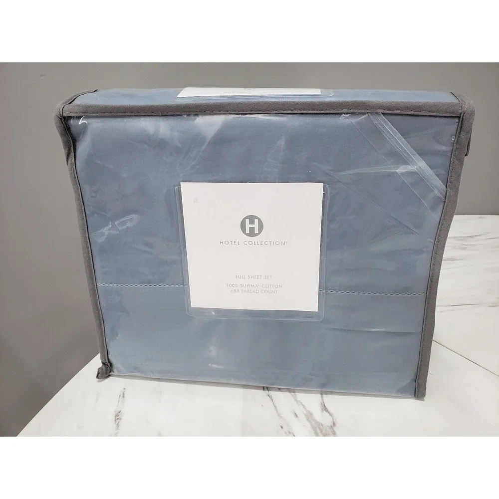 NEW Hotel Collection 680 Thread Count Cotton Full Size 4pc Sheet Set COLOR SLATE